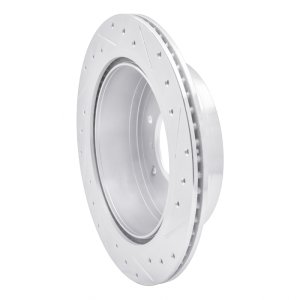 Mitsubishi Montero Brake Rotor (1) - Rear Left - R1 Concepts - Drilled & Slotted - Silver - `08-`14